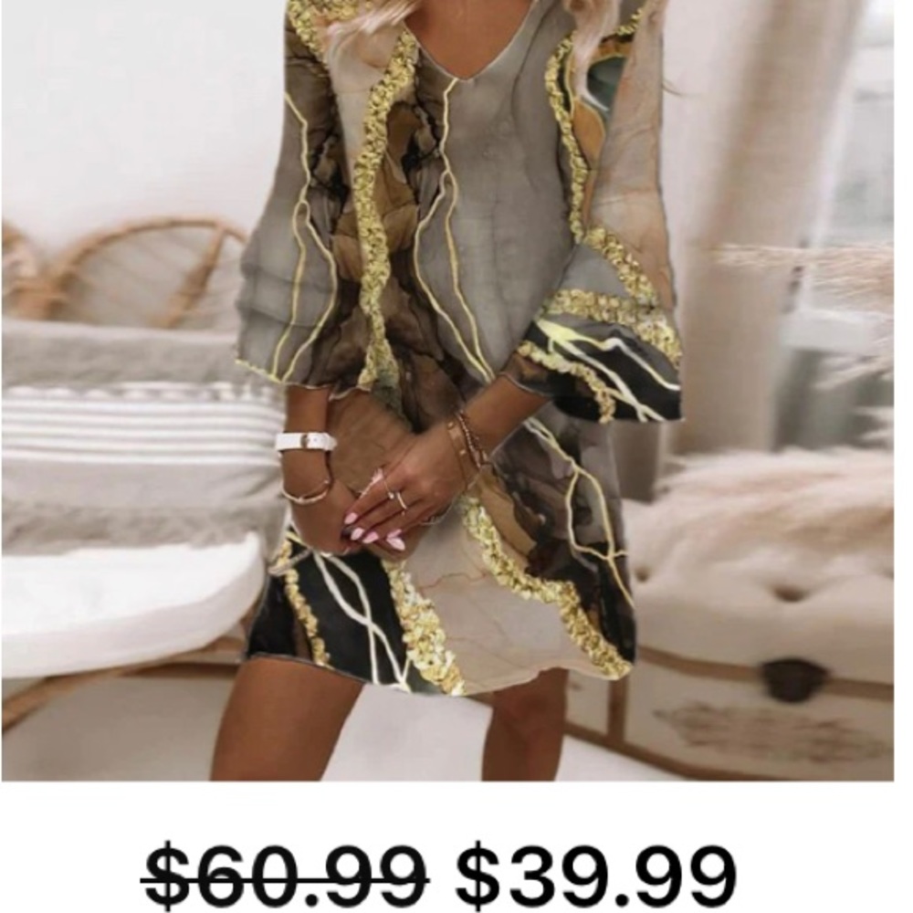 Sexy multi colored Mini Dress. In blue and gold.
